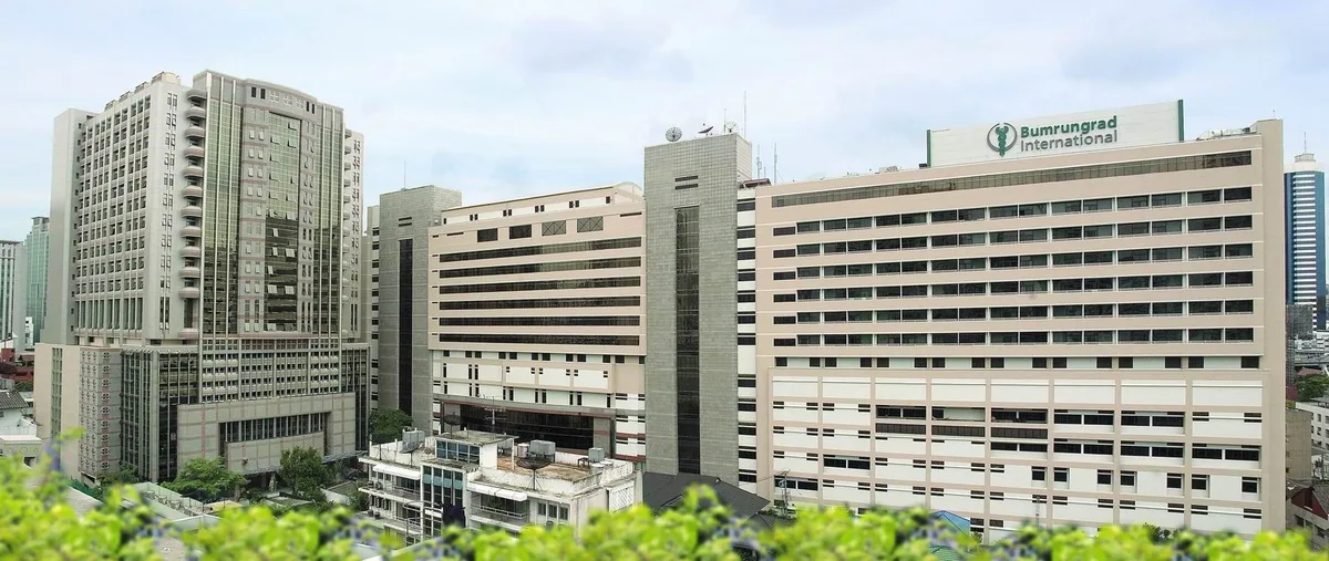 The modern buildings of Bumrungrad International Hospital in Bangkok
