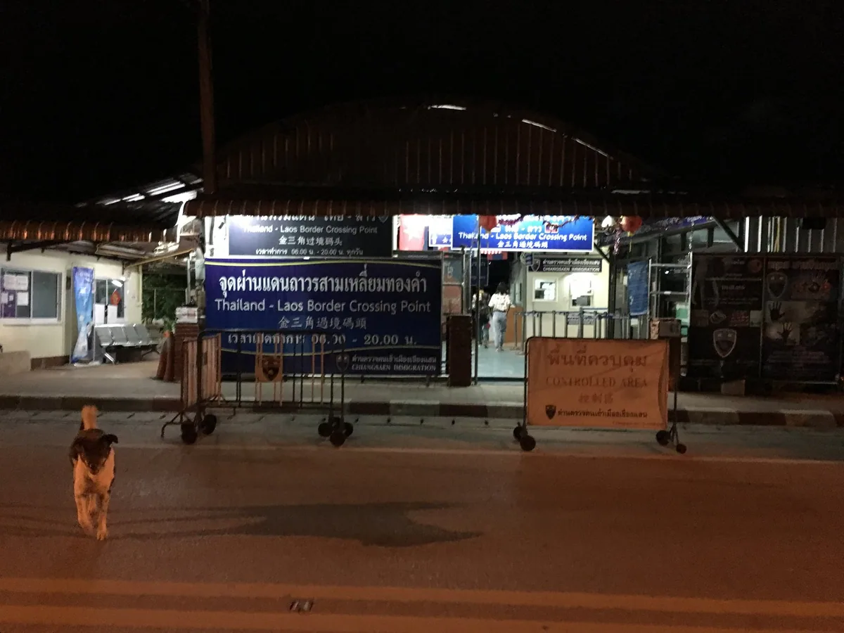 Immigration counters at the Chiang Saen checkpoint on the Thailand-Laos border crossing